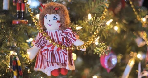 Doll in a Christmas Tree Stock Footage 229871223