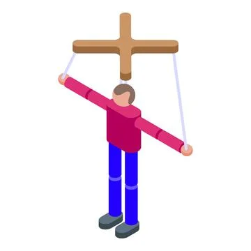 Doll control icon, isometric style Stock Illustration