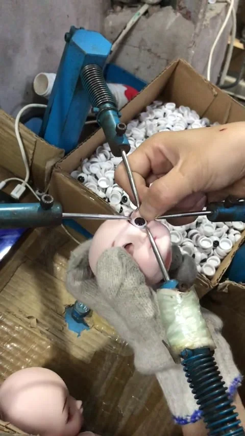 Doll Eyes Installed During Toy Assembly, Trng Bom, Dng Nai, Vietnam - 02 Sep 202 Stock Footage 345270884