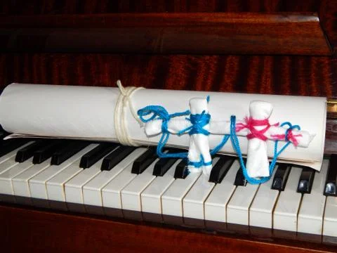 Doll handmade and retro objects composition Fotos de archivo