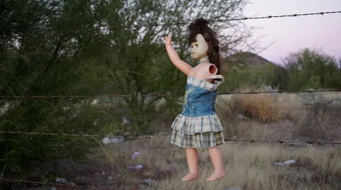 Doll Horror Hanging Handheld Long Stock Footage 58338595