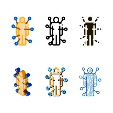 Doll modern with pins icon vector outline Stock Illustration