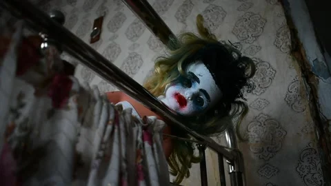 Doll on old bed Stock Footage 135386819