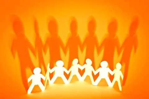 Doll paper teamwork concept Stock Illustration