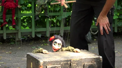 Doll a puppet on the strings. 4K. Stock Footage 40363329