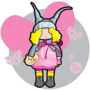 Doll with teddy bear Stock Illustration