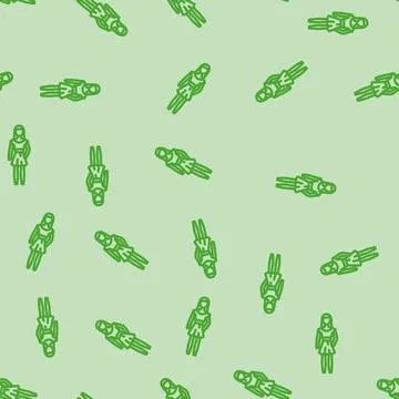 Doll toy child line vector seamless pattern Stock Illustration