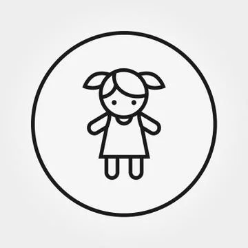 Doll. Toy. Universal Icon. Vector. Editable Thin line. Stock Illustration