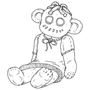 Doll. Vector illustration of a rag doll. Hand drawn doll for needles. Sketch  Stock Illustration