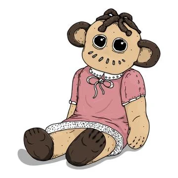 Doll. Vector illustration of a rag doll. Hand drawn doll for needles. Sketch  Stock Illustration
