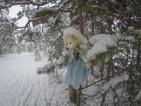 Doll in the woods Stock Photos