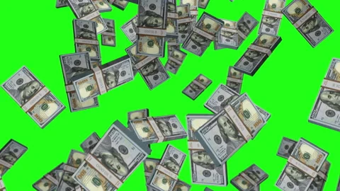 Dollar 100 banknote packs falling loop Stock Footage 199834006