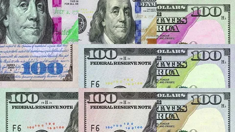 Dollar 100 USD banknotes abstract color mosaic pattern Stock Footage 221329509