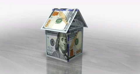 Dollar 100 USD money banknotes paper house on the table Stock Footage 201286458