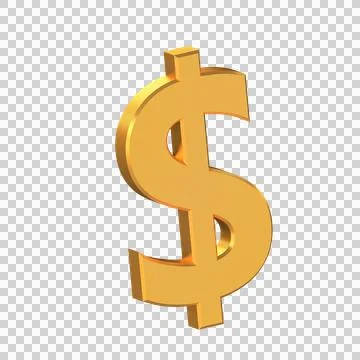 Dollar 3D Icon Isolated on Transparent Background Stock Illustration
