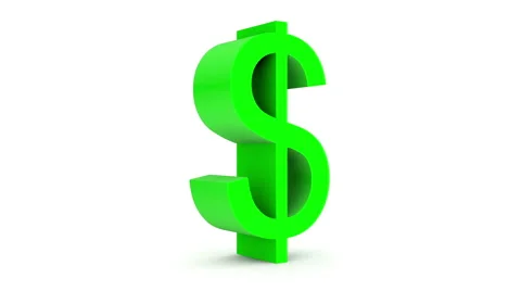 Dollar 3d sign - full rotation with alpha matte, pre-rendered on black, ready Stock Footage 46481899