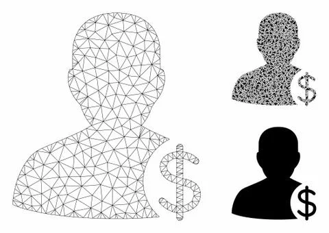 Dollar Account Client Vector Mesh Network Model and Triangle Mosaic Icon Illustrazione stock