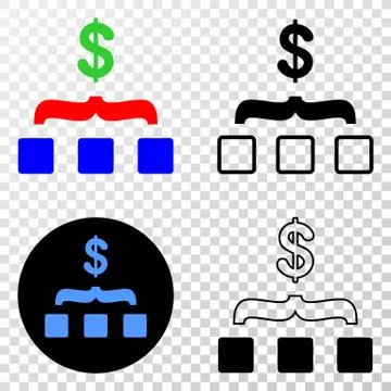 Dollar Aggregation Vector EPS Icon with Contour Version Stock Illustration