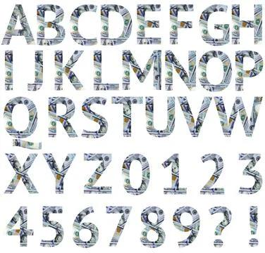 Dollar alphabet collage. Stock Illustration