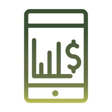 Dollar and bar chart inside smartphone gradient style icon vector design 스톡 일러스트