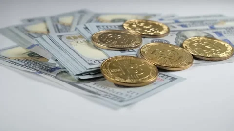 Dollar and bitcoin Stock Footage 244491420