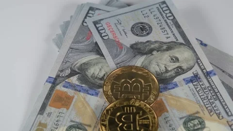 Dollar and bitcoin Stock Footage 247277258