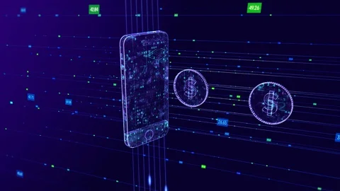 Dollar and bitcoin technology Stock Footage 127618473