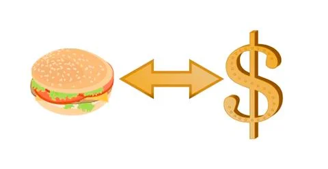 Dollar and  Burger Ilustração Stock