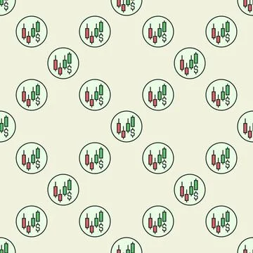 Dollar and Candlestick Chart vector Trading circle shaped colored seamless .. イラスト素材