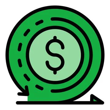 Dollar and circular arrow icon color outline vector Stock Illustration
