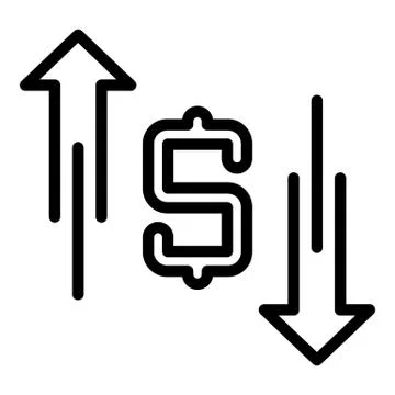 Dollar up and down arrows icon, outline style Stock Illustration