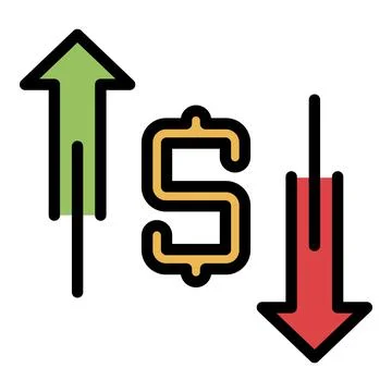 Dollar up and down arrows icon color outline vector Stock Illustration