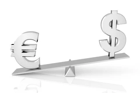 Dollar and Euro comparison. 3D rendering. Stock Illustration