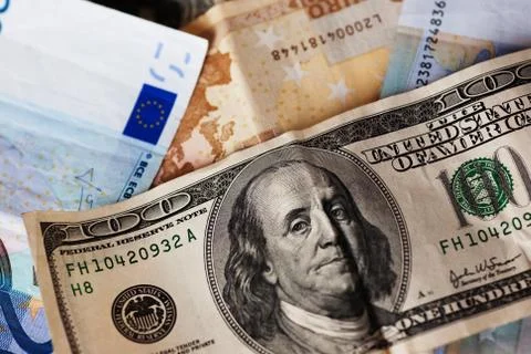 Dollar and euro notes. Stock Photos