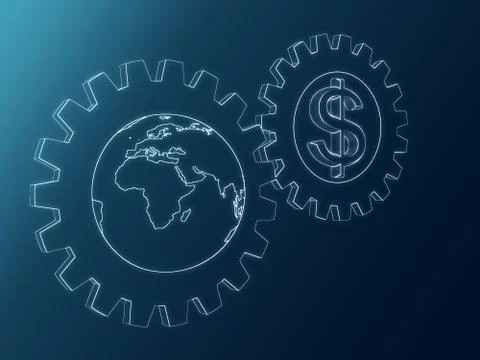 Dollar and Globe Illustrazione stock