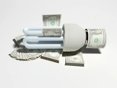 Dollar and lightbulb Stock Illustration