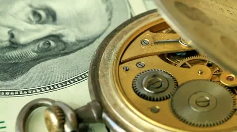 Dollar and the old pendulum clock. loopable. Stock Footage 11053716