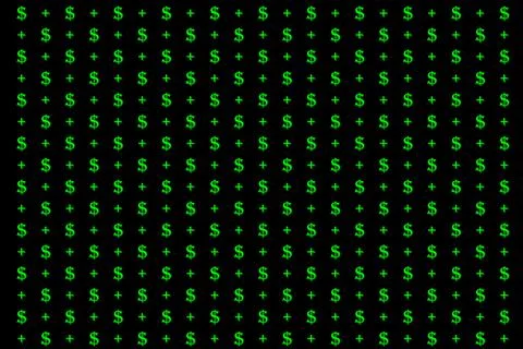 Dollar and plus sign pattern on black background Stock Illustration