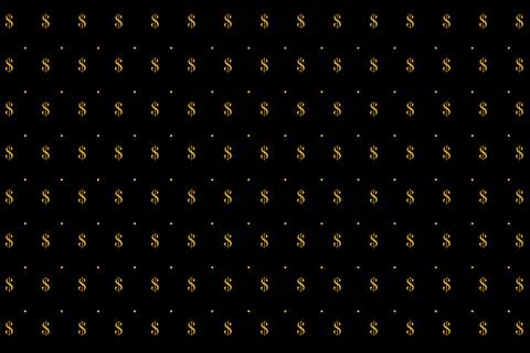 Dollar and plus sign pattern on black background Stock Illustration