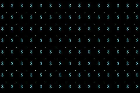Dollar and plus sign pattern on black background Stock Illustration
