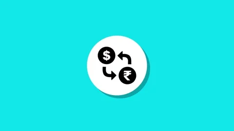 Dollar and rupee currency exchange symbols animated on blue background Stock Footage 329273047