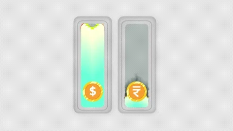 Dollar and rupee exchange comparison box animation alpha channel Stock Footage 335587727