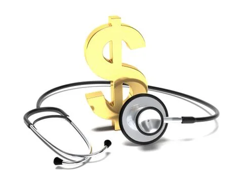 Dollar and stethoscope Illustrazione stock