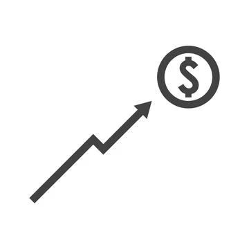 Dollar up arrow chart icon design vector flat Stock Illustration