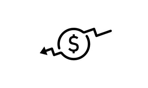 Dollar arrow decrease icon. Sign arrow down. Vector on isolated white backgro Stock Illustration