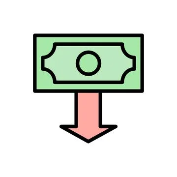 Dollar arrow down icon. Simple color with outline vector elements of bankruptcy Stock Illustration