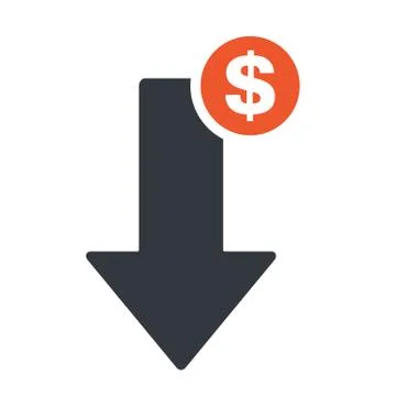 Dollar arrow down line icon. Reduction banking, finance, profit concept Stock Illustration