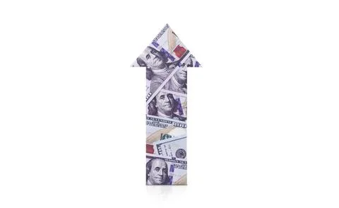 Dollar arrow isolated on white background. Business concept. Profit increase. Stock Photos