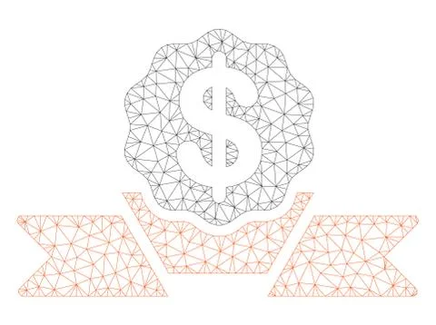 Dollar Award Ribbon Polygonal Frame Vector Mesh Illustration Stock Illustration