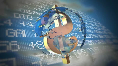 Dollar as axis of the world. Loop animation. Stock Footage 43418990